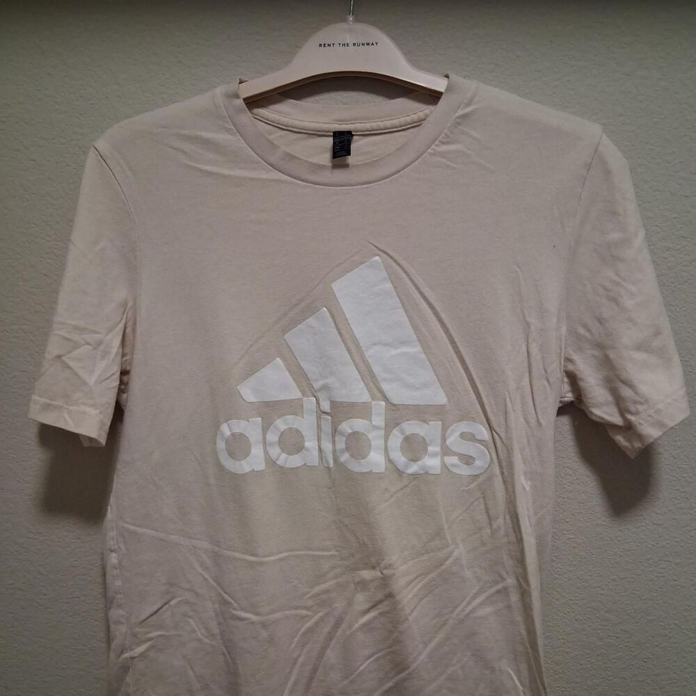 Adidas Women's Cream and Pink T-shirt